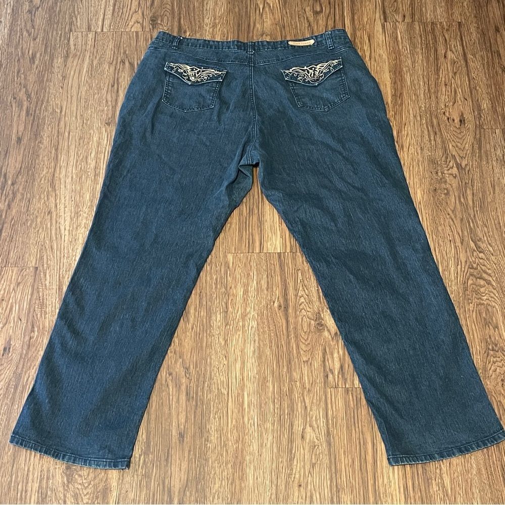 Vintage Y2K COS Cosmopolitan Jeans Stretchy Jeans Blue With Gold Embroidery 20W - Picture 10 of 13